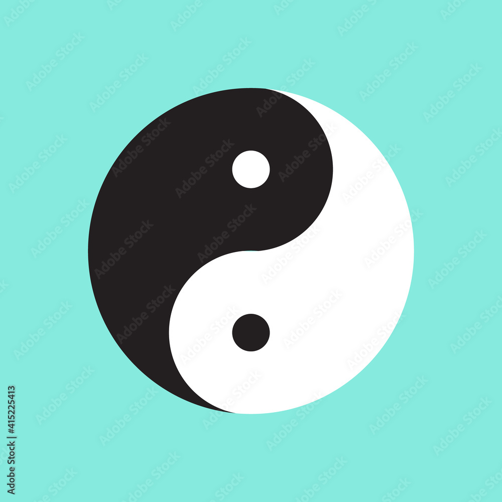 Yin yang symbol with blue background Yin yang symbol with blue background