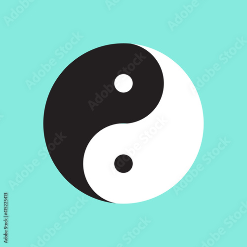 Yin yang symbol with blue background