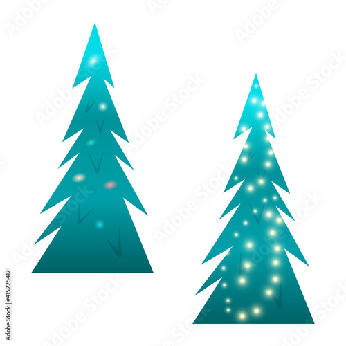 Beautiful shining Christmas tree set. vector illustration Christmas and New Year greeting cards, banners, wallpapers and leaflets
