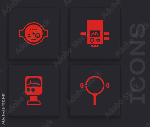 Set Filter wrench, Water meter, Gas boiler and Pressure water icon. Vector.