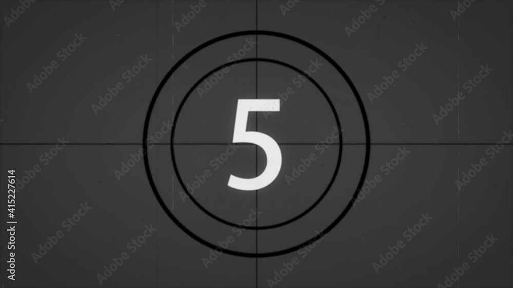 Monochrome Universal Countdown Film Leader. Countdown Clock from 10 to