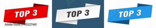 top 3 banner. top 3 ribbon label sign set