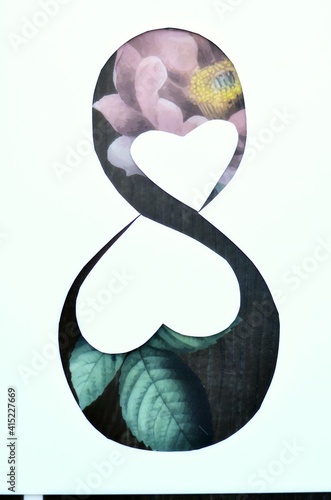 symbol, isolated, sign, white, icon, flower, woman, holiday, day, march 8, illustration, heart, love, pink, romance, design, object, number, woman, girl, child