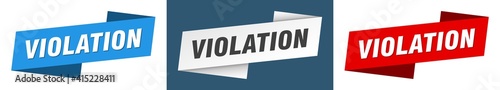 violation banner. violation ribbon label sign set