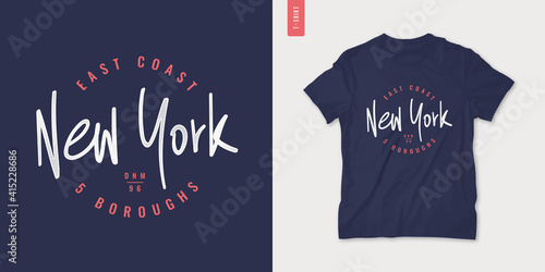 New York letter graphic mens t-shirt design, print, vector illustration
