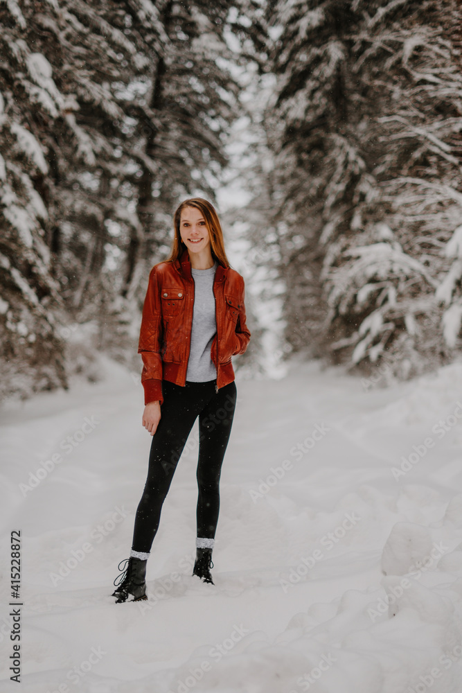 Woman in winter forest Woman in winter forest
