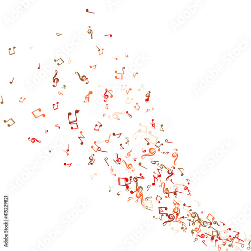 Flying notes musical background. Classic music pattern design. Abstract dance poster vector illustration