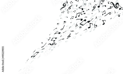 Flying notes musical background. Classic music pattern design. Abstract dance poster vector illustration