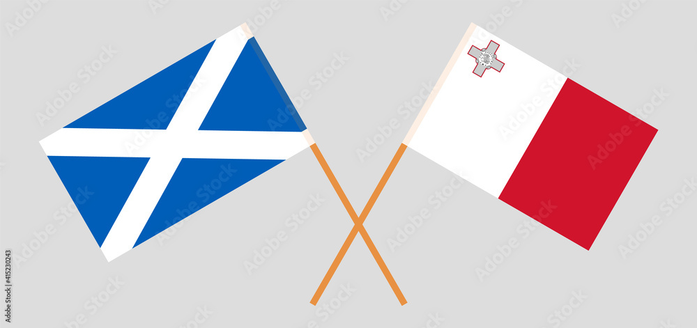Crossed flags of Scotland and Malta
