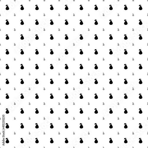 Square seamless background pattern from geometric shapes are different sizes and opacity. The pattern is evenly filled with black pear symbols. Vector illustration on white background