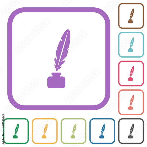 Feather in ink bottle simple icons
