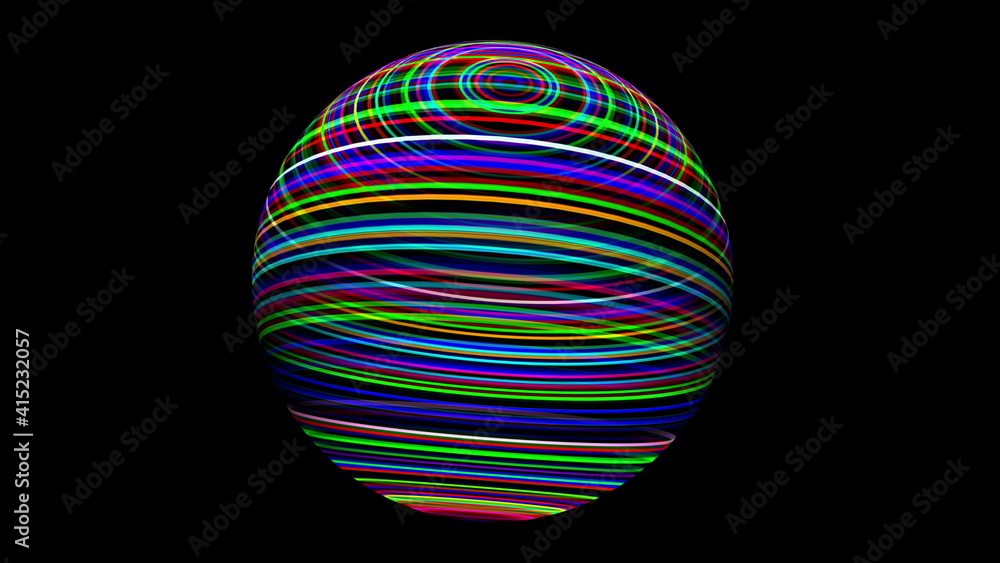3D illustration of Colorful sphere black
