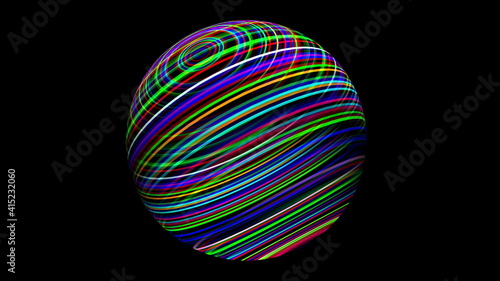 3D illustration of Colorful sphere black