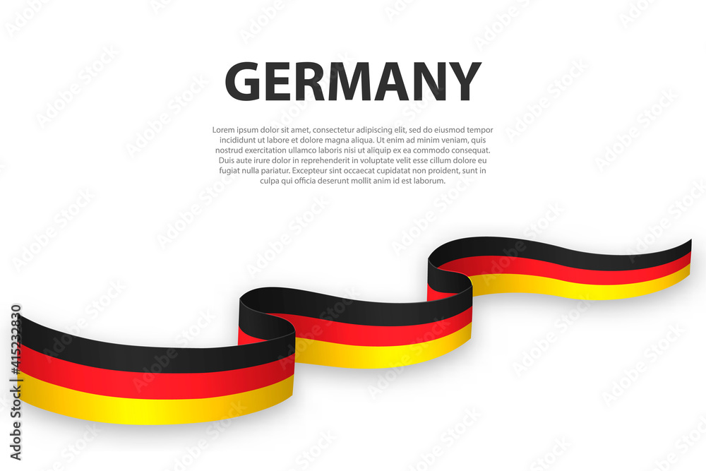 Fototapeta premium Waving ribbon or banner with flag of Germany.