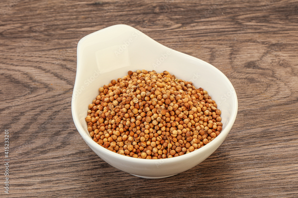 Coriander seeds in the bowl Coriander seeds in the bowl