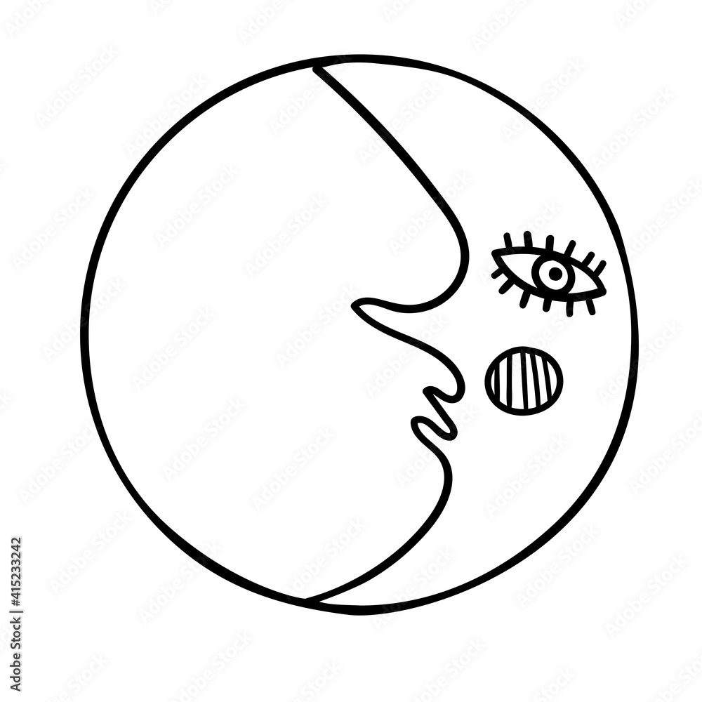 Isolated abstract vector black and white illustration with colorful talisman moon. The design is perfect for coloring books, stickers, clothes, stationary and decorations Isolated abstract vector black and white illustration with colorful talisman moon. The design is perfect for coloring books, stickers, clothes, stationary and decorations