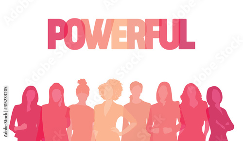 Powerful successful women abstract silhouette illustration, business women figure colorful vector logo design
