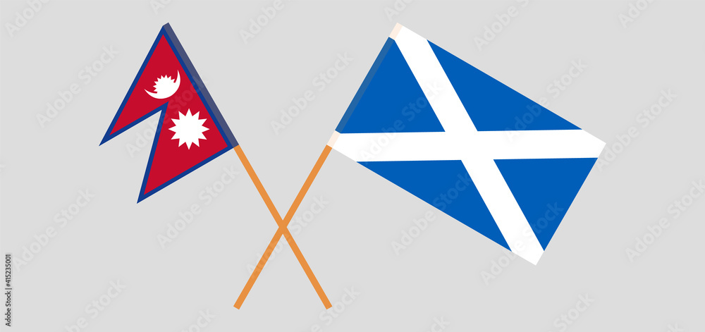 Crossed flags of Nepal and Scotland