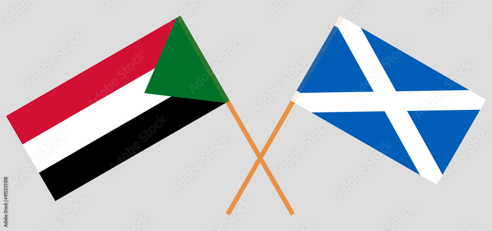 Crossed flags of the Sudan and Scotland Crossed flags of the Sudan and Scotland