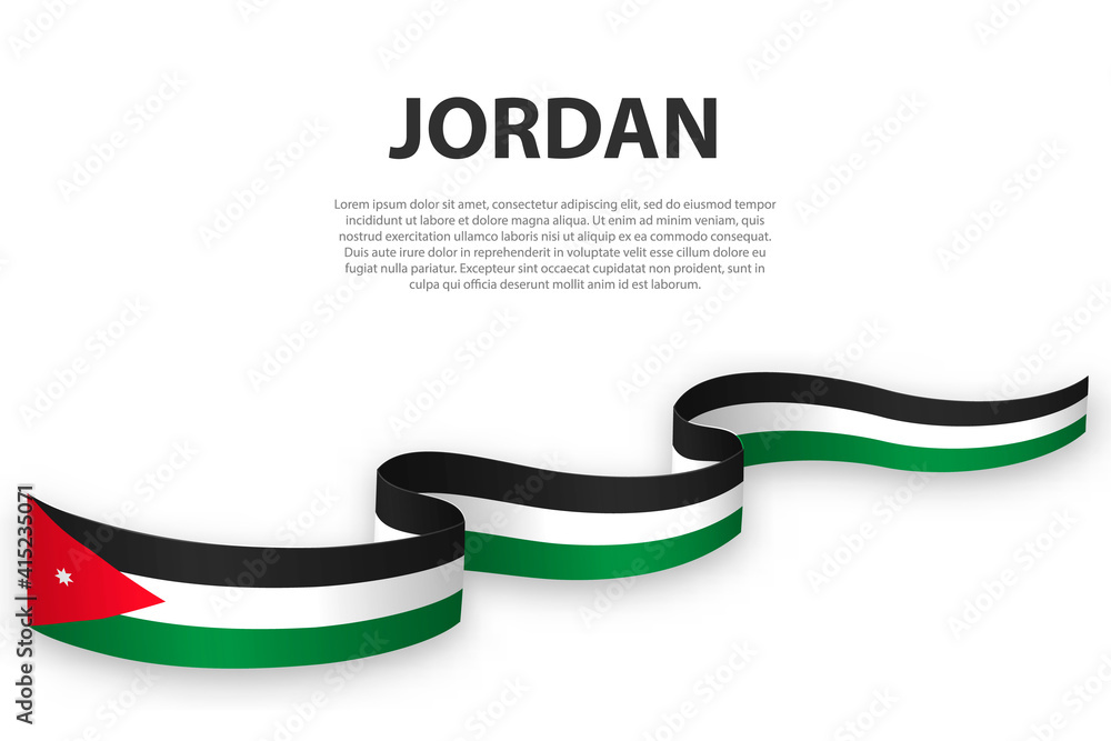 Waving ribbon or banner with flag of Jordan Waving ribbon or banner with flag of Jordan