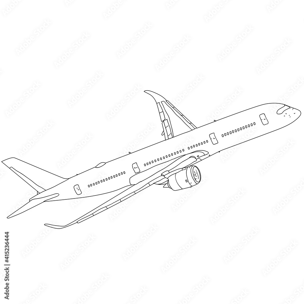 Silhouette passenger aircraft on a white background Silhouette passenger aircraft on a white background