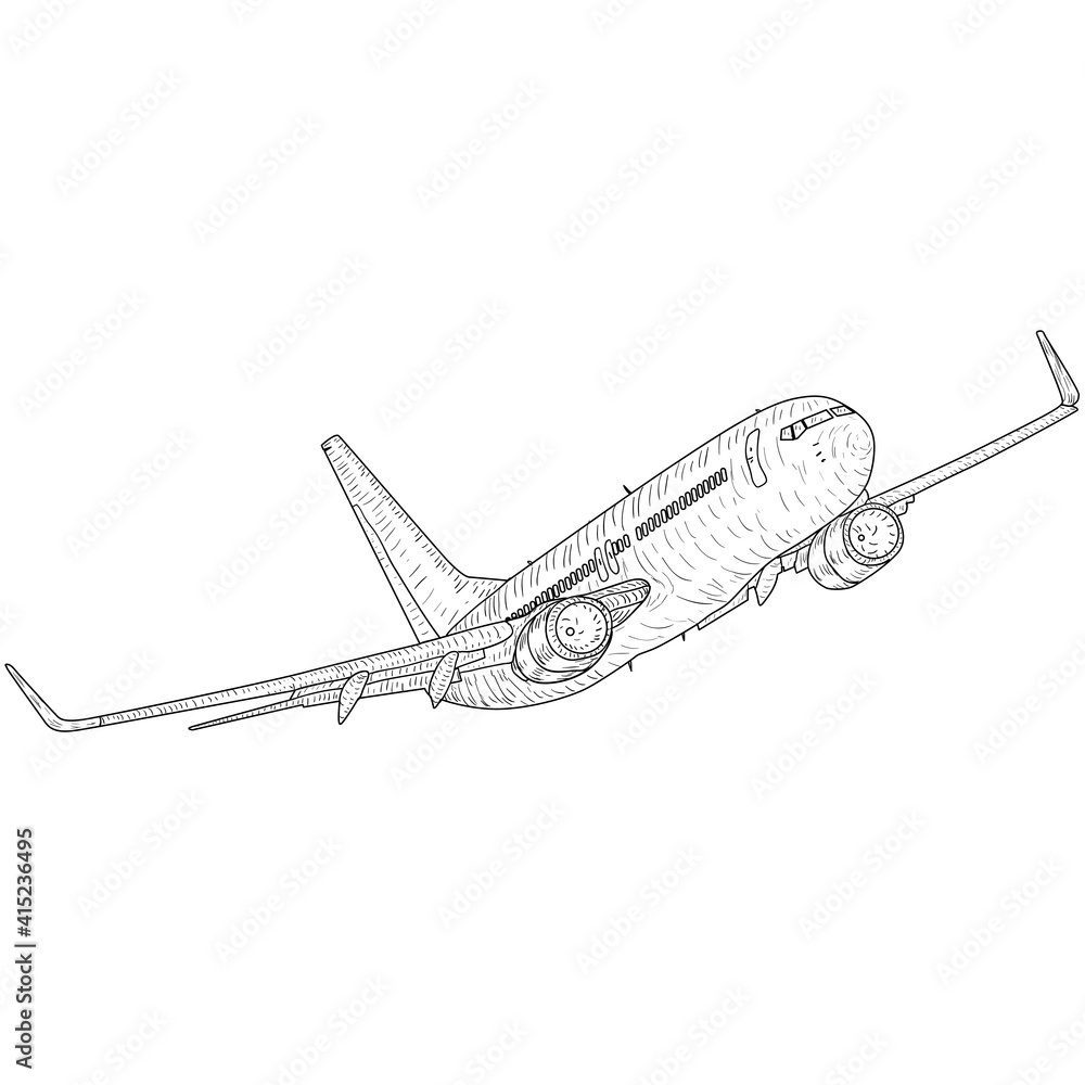 Silhouette passenger aircraft on a white background Silhouette passenger aircraft on a white background