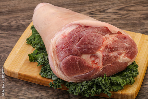 Raw pork knuckle for cooking