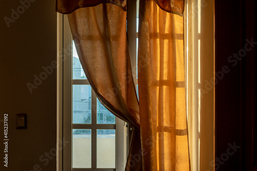 Window with curtain