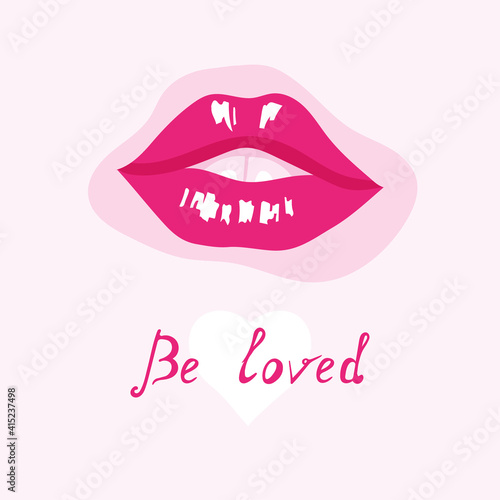 Illustration of lips for a postcard