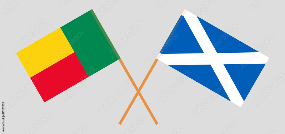 Crossed flags of Benin and Scotland Crossed flags of Benin and Scotland