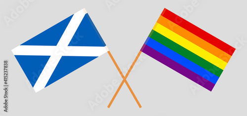 Crossed flags of Scotland and LGBTQ