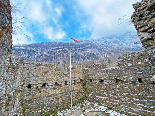 Castle ruins Stralegg or Burgruine Stralegg oder Ruine Strahlegg in Betlis bei Amden, Weesen - Canton of St. Gallen, Switzerland (Kanton St. Gallen, Schweiz) photo