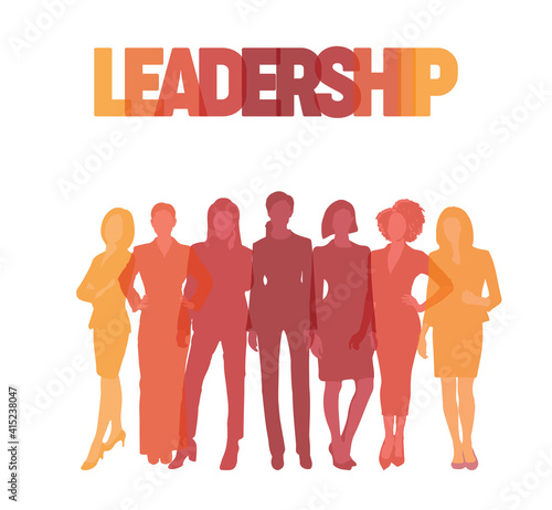 Leadership business women silhouette vectors, colorful girls figure illustration, confident successful women team.