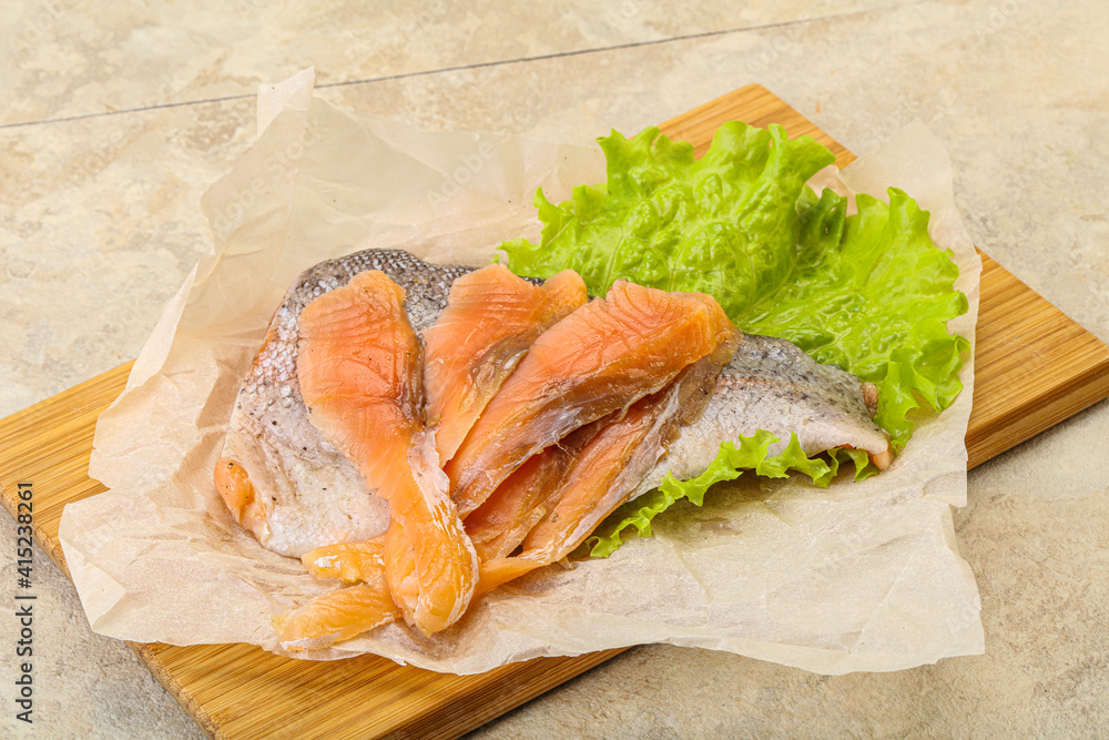 Sliced natural wild trout fillet Sliced natural wild trout fillet