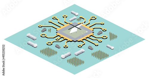 Vector illustration. isometric image. CPU processor.