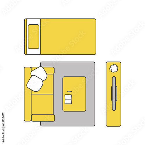 住宅室内の家具レイアウト イラスト素材