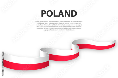 Waving ribbon or banner with flag of Poland