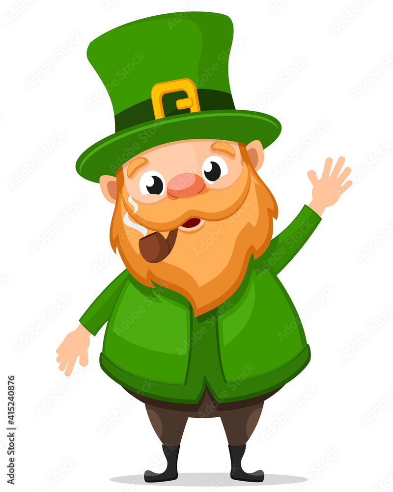 Patrick stands and waves his hand. Saint Patricks Day, character