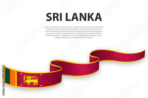 Waving ribbon or banner with flag of Sri Lanka