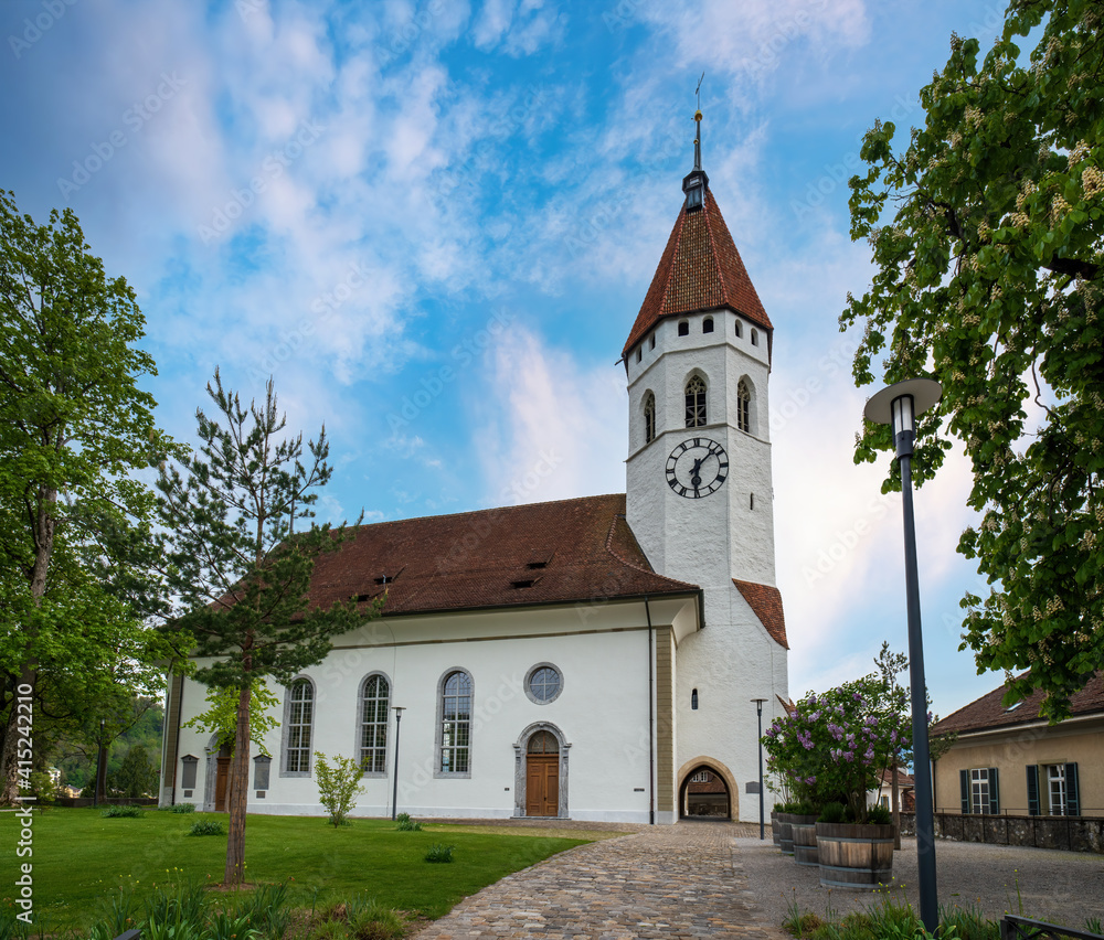 The central church of Thun against picturesque sky, Switzerland