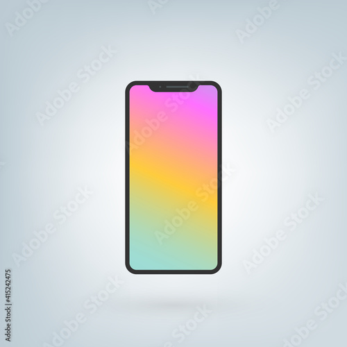 Smart phone device with multicolor gradient wallpaper. Vector illustration, flat design Free Download Smart phone device with multicolor gradient wallpaper. Vector illustration, flat design - GFXLoad