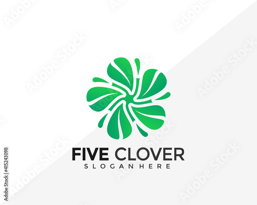 Five Clover Leaf Logo Design. Creative Idea logos designs Vector illustration template