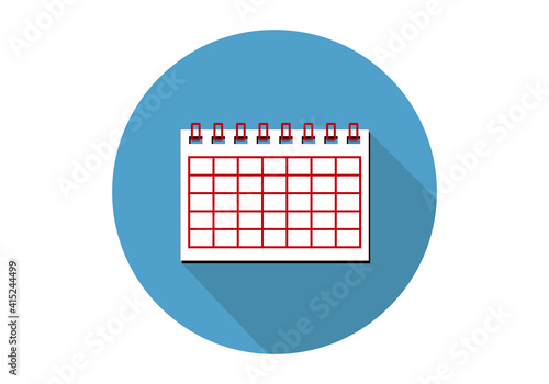 Icono de calendario de anillas sobre círculo azul