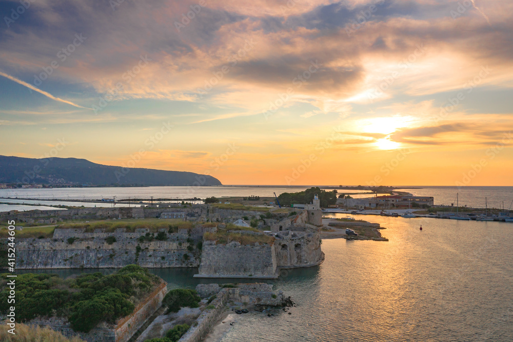 Fortress of Agia Mavra (Santa Mavra) at the entrance of Lefkada island, Greece.