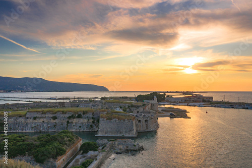 Fortress of Agia Mavra (Santa Mavra) at the entrance of Lefkada island, Greece.