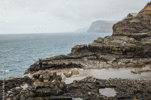 Faroe Islands - Landscape - Cliff - Traelanipa - Vágar - Aerial Photos - Helicopter photo