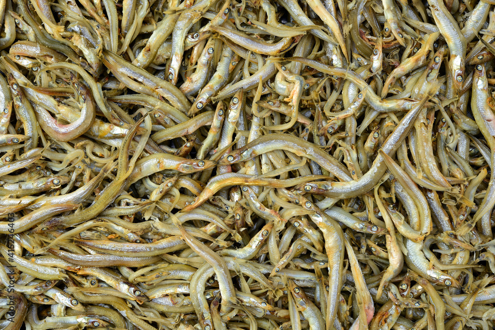 Small dried fishes background Small dried fishes background