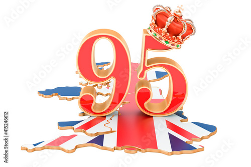 UK Queen's Anniversary 95 concept with crown map, 3D rendering