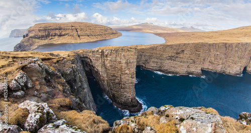 Faroe Islands - Landscape - Cliff - Traelanipa - Vágar - Aerial Photos - Helicopter photo