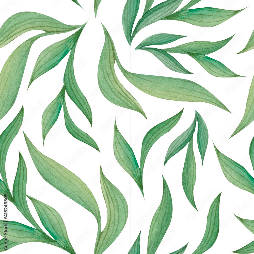 Seamless pattern with stylized leaves. Watercolor hand drawn illustration. Seamless pattern with stylized leaves. Watercolor hand drawn illustration.